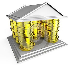 Homebuyer Coins Illustrates Buying A Home, Apartment Or House - 3d Illustration