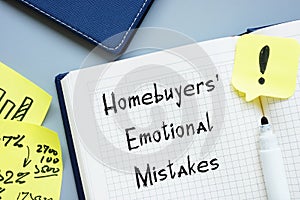 Homebuyers` Emotional Mistakes phrase on the page photo