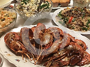 Homecooked shrimps on New Year's eve photo