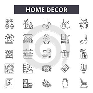 Homedecor line icons, signs, vector set, outline illustration concept photo