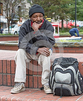 Homeless african american man