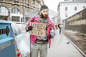 Homeless begging money on the street