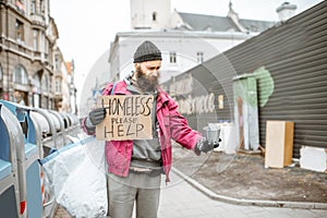 Homeless begging money on the street