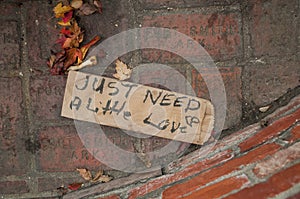Homeless Brown Bag Panhandling Sign