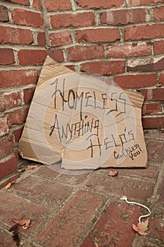 Homeless Cardboard Panhandling Sign