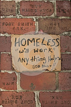 Homeless Cardboard Panhandling Sign