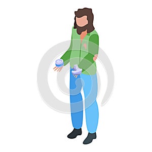 Homeless careless person icon, isometric style