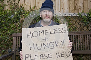Homeless hungry man