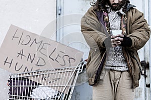 Homeless and hungry vagrant