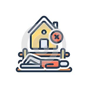 Color illustration icon for Homeless, unsheltered and poor