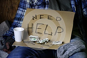 Homeless man ask help