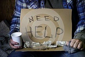 Homeless man ask help