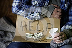 Homeless man ask help