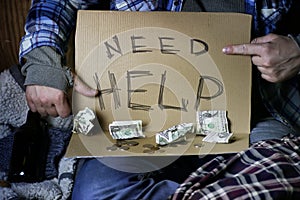 Homeless man ask help