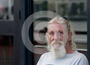 Homeless man with beard