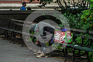 Homeless man in Central Park