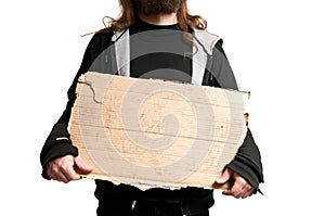 Homeless Man Holding Cardboard Sign