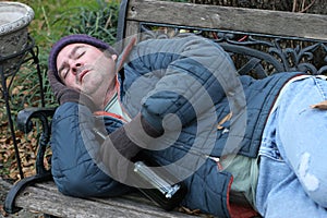 Homeless Man - On Park Bench