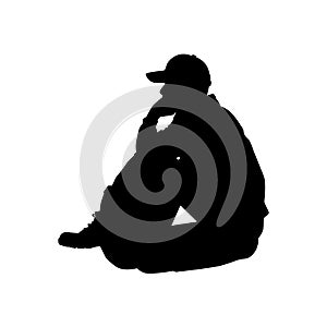 Homeless man silhouette vector