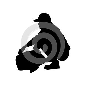 Homeless man silhouette vector