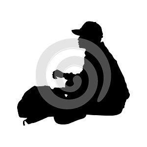 Homeless man silhouette vector