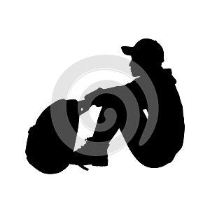 Homeless man silhouette vector