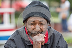 Homeless Man Thinking photo