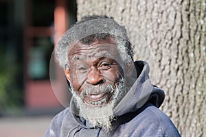 Homeless old African American man