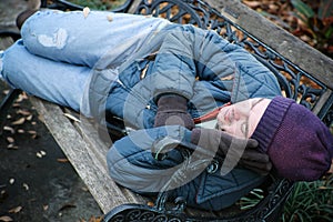 Homeless on Park Bench