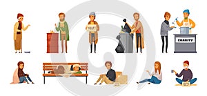 Homeless People Cartoon Icon Set