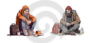 HOMELESS PEOPLE CHARACTER MAN VECTOR