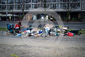 Homeless people have collected huge amounts of garbage on the streets