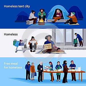 Homeless People Horizontal Banners