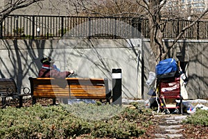 Homeless person in park