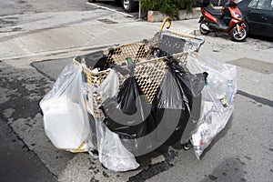 Homeless Person`s Personal Shopping Cart photo