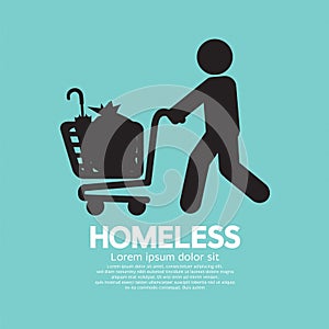 Homeless With Possessions Cart Symbol. photo