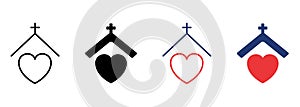 Homeless Shelter Icon. Volunteer House for Help Homelessness People or Animal Pictogram. House for Homeless and Poor
