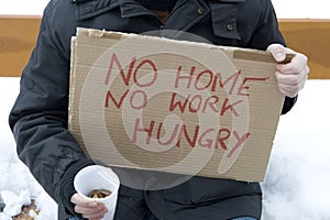 Homeless, unemployed, hungry photo