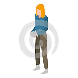 Homeless woman icon, isometric style