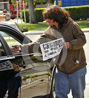 Homeless Woman Receiving Help