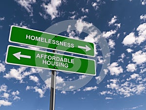 Homelessness affordable housing traffic sign