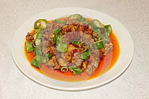 Homely fried pork slices