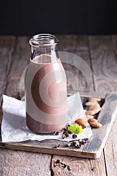 Homemade almond chocolate milk