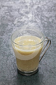 Homemade Amazake, Japanese traditional sweet drink made from rice koji.