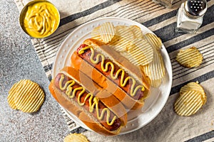 Homemade American Hot Dog with Mustard