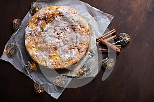 Homemade apple and cinnamon pie. Homemade pastries