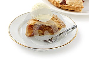 Homemade apple pie with ice cream