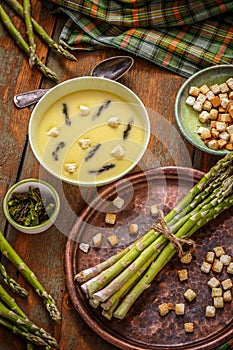 Homemade asparagus cream soup