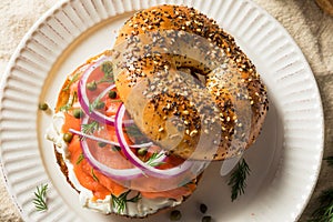 Homemade Bagel and Salmon Lox