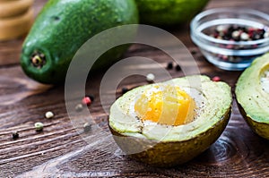 Homemade baked avocado with egg